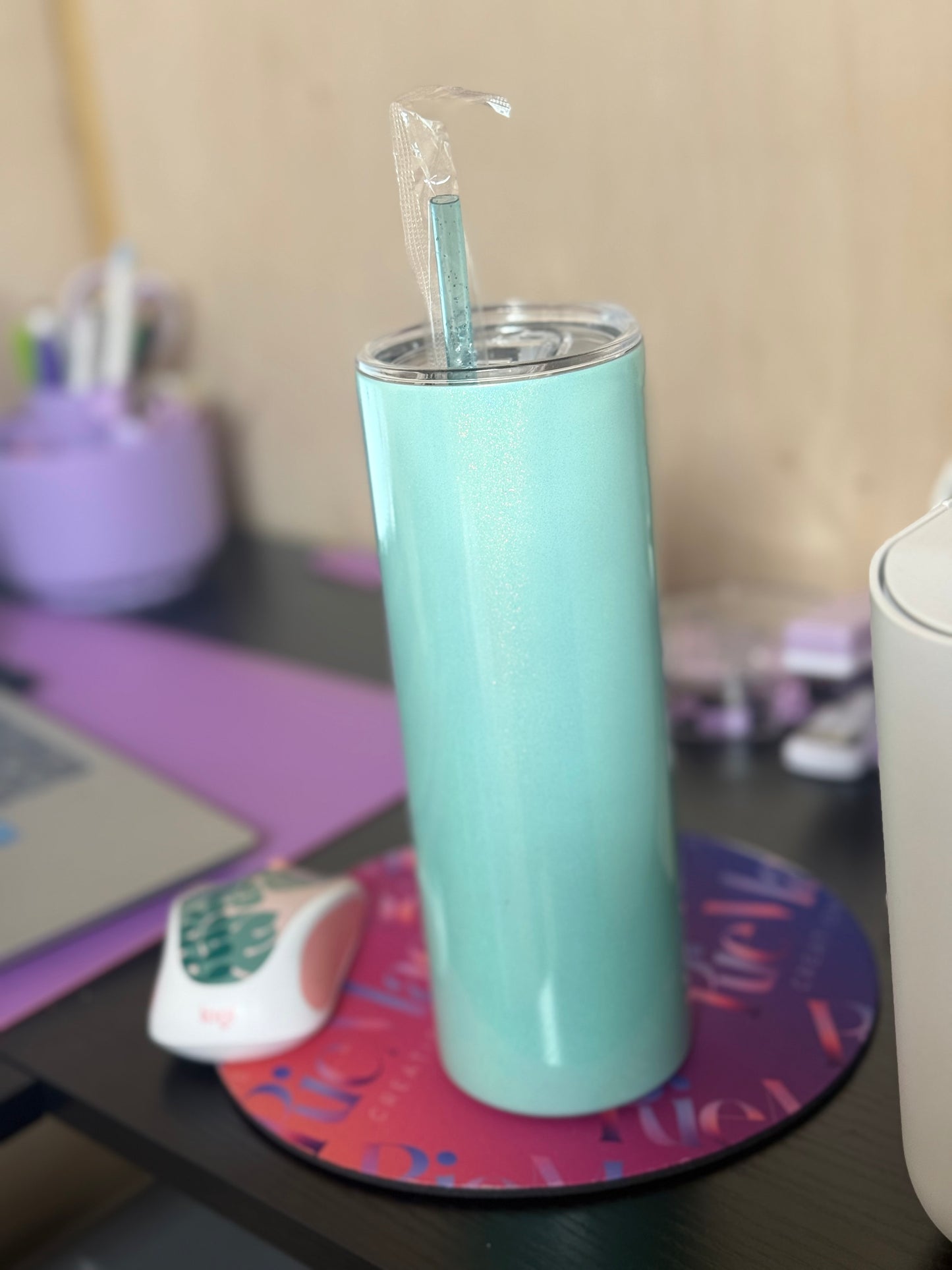 20 oz Sublimation Shimmer Tumbler with Glitter Straw