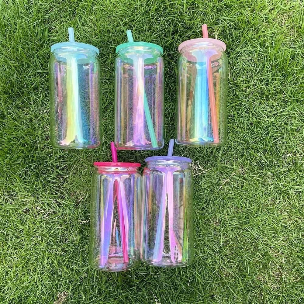 16 oz Rainbow Sublimation Glass