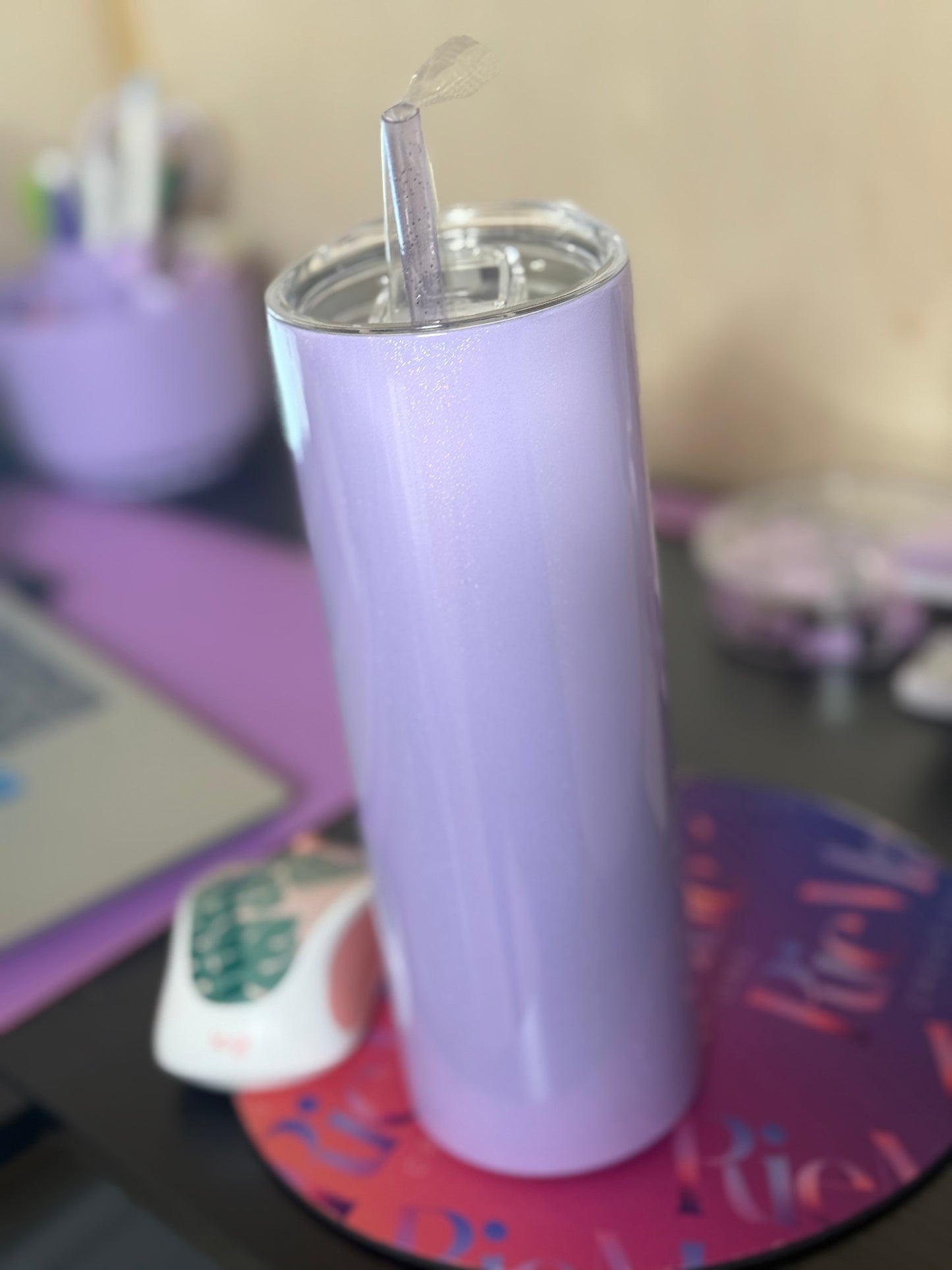 20 oz Sublimation Shimmer Tumbler with Glitter Straw