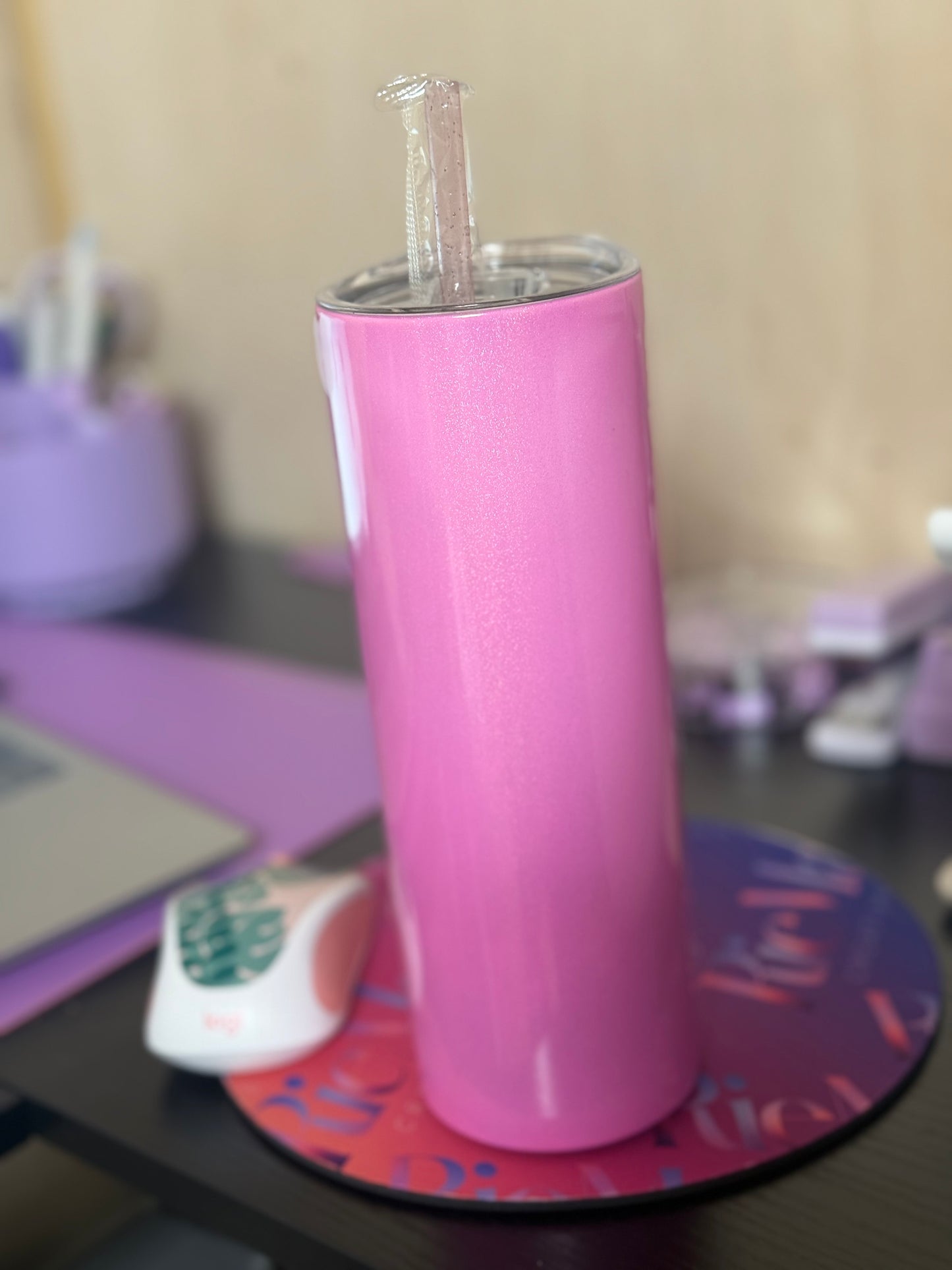 20 oz Sublimation Shimmer Tumbler with Glitter Straw