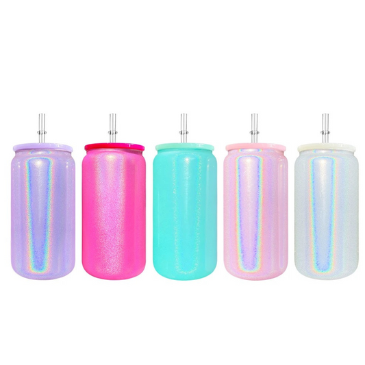 16 oz Sublimation Shimmery Glass Can